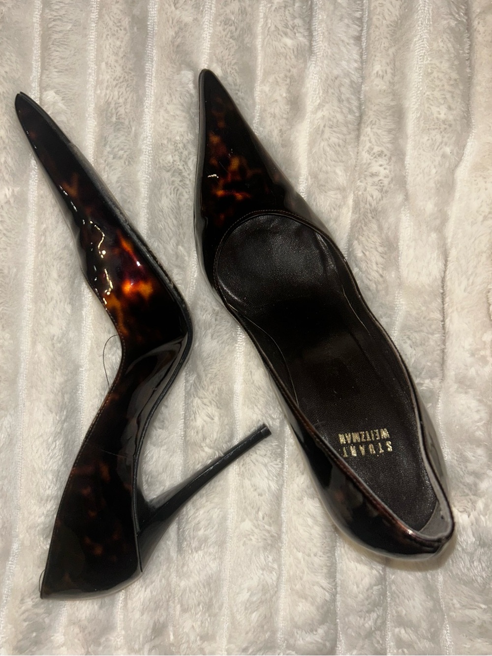 Preloved Stuart Weitzman Tortoise shell Print pointed toe heels Womens size 10